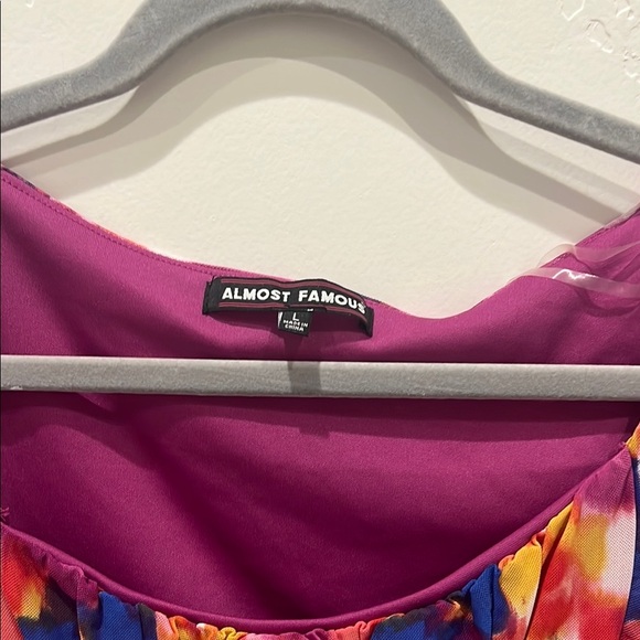 Almost Famous Purple Pink 3/4 Sleeve Crop Blouse - Picture 2 of 3